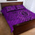 Hawaii Monk Seal and Dolphin Quilt Bed Set Polynesian Kakau Pattern Purple