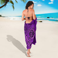 Hawaii Monk Seal and Dolphin Sarong Polynesian Kakau Pattern Purple