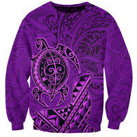 Hawaii Monk Seal and Dolphin Sweatshirt Polynesian Kakau Pattern Purple