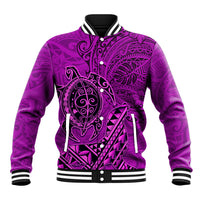 Hawaii Monk Seal and Dolphin Baseball Jacket Polynesian Kakau Pattern Pink
