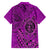 Hawaii Monk Seal and Dolphin Family Matching Short Sleeve Bodycon Dress and Hawaiian Shirt Polynesian Kakau Pattern Pink
