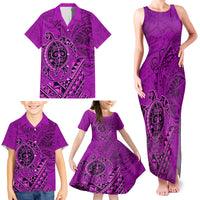 Hawaii Monk Seal and Dolphin Family Matching Tank Maxi Dress and Hawaiian Shirt Polynesian Kakau Pattern Pink