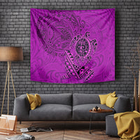Hawaii Monk Seal and Dolphin Tapestry Polynesian Kakau Pattern Pink