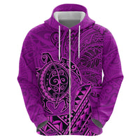 Hawaii Monk Seal and Dolphin Zip Hoodie Polynesian Kakau Pattern Pink