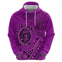 Hawaii Monk Seal and Dolphin Zip Hoodie Polynesian Kakau Pattern Pink