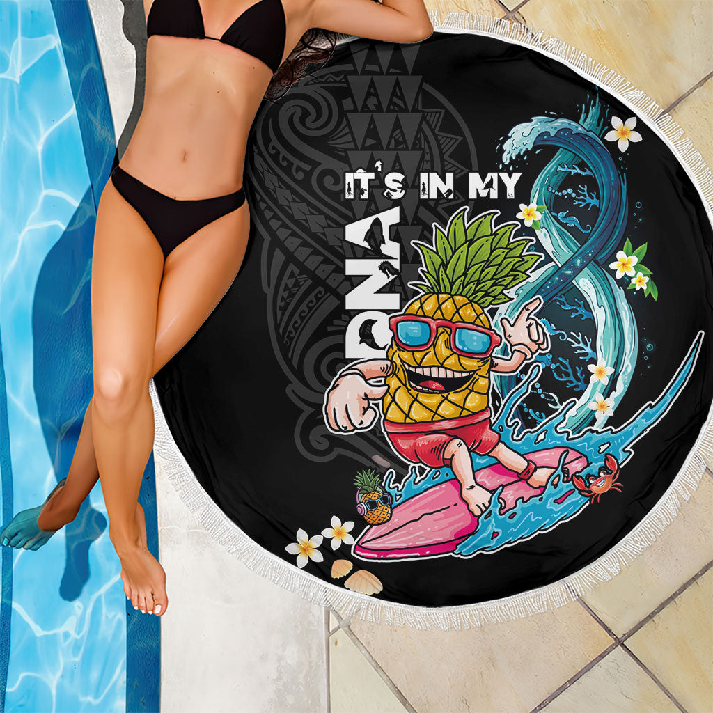 Hawaii Pineapple Surfing Beach Blanket It's in My DNA - Kakau and Polynesian Pattern LT03 - Polynesian Pride