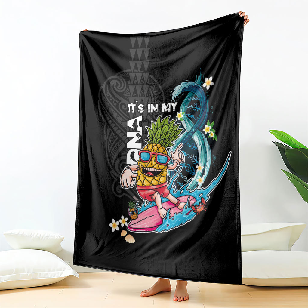 Hawaii Pineapple Surfing Blanket It's in My DNA - Kakau and Polynesian Pattern LT03 - Polynesian Pride