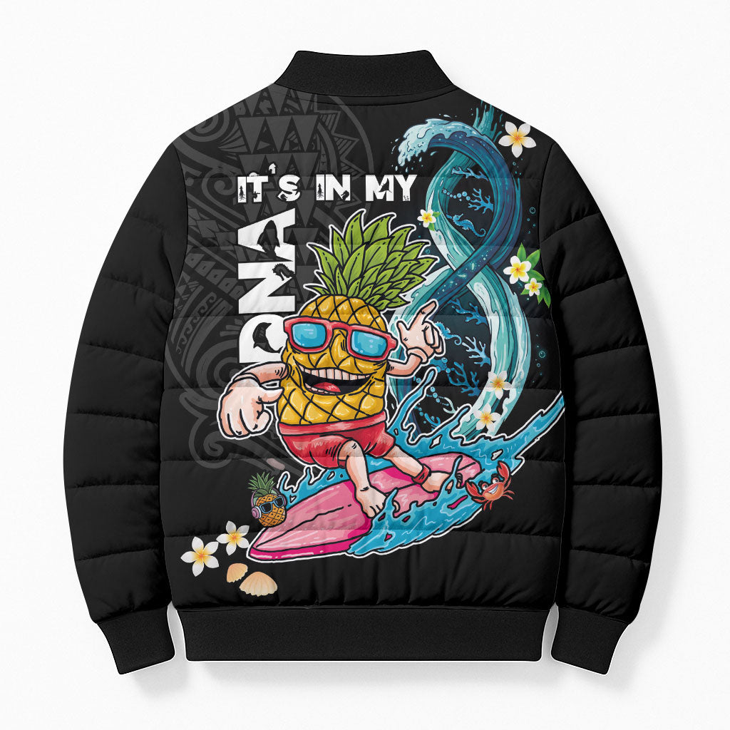 Hawaii Pineapple Surfing Bomber Puffer Jacket It's in My DNA - Kakau and Polynesian Pattern LT03 - Polynesian Pride