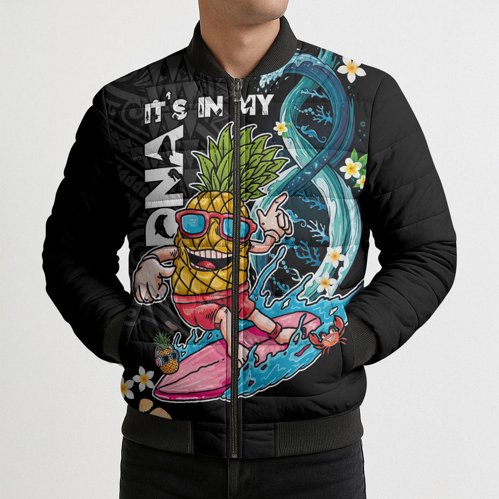 Hawaii Pineapple Surfing Bomber Puffer Jacket It's in My DNA - Kakau and Polynesian Pattern LT03 - Polynesian Pride