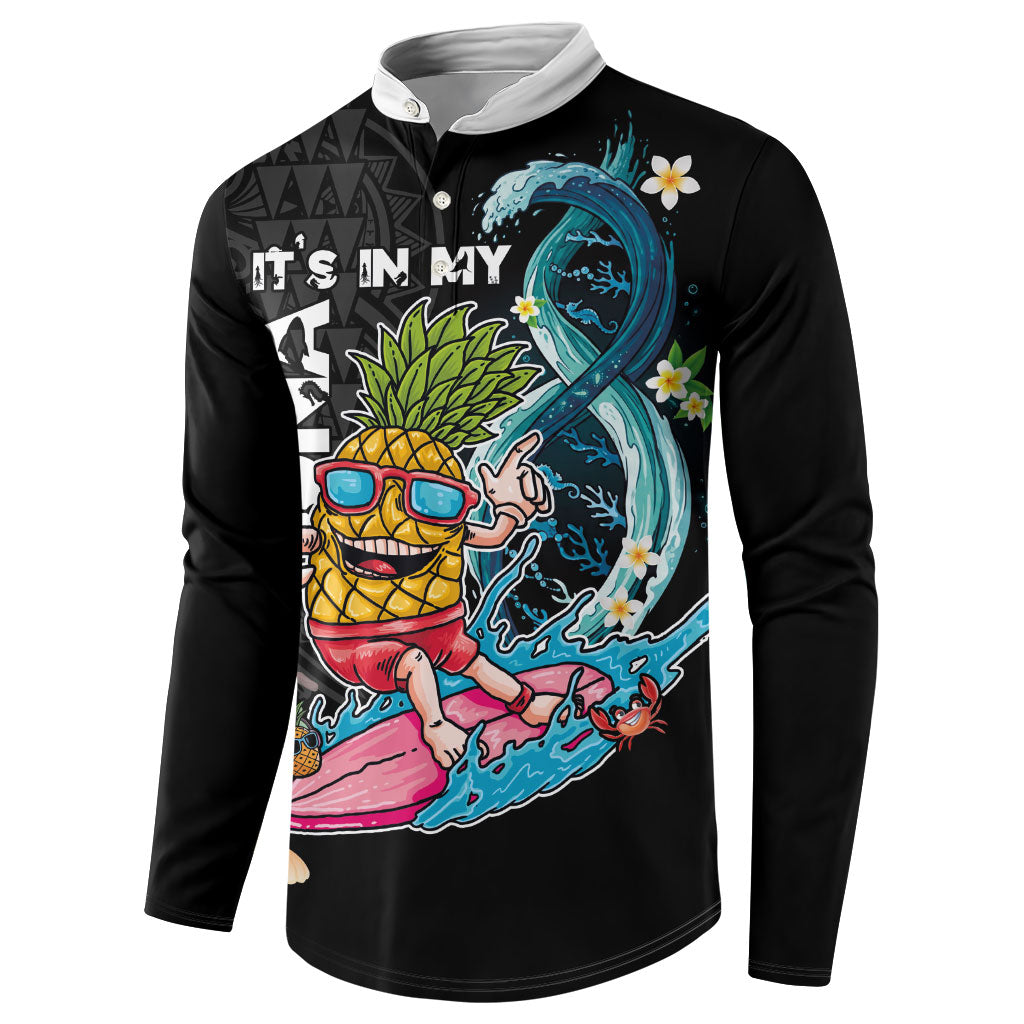 Hawaii Pineapple Surfing Button Sweatshirt It's in My DNA - Kakau and Polynesian Pattern LT03 - Polynesian Pride