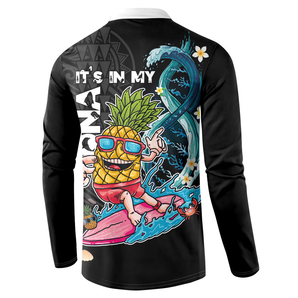 Hawaii Pineapple Surfing Button Sweatshirt It's in My DNA - Kakau and Polynesian Pattern LT03 - Polynesian Pride