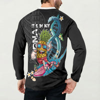 Hawaii Pineapple Surfing Button Sweatshirt It's in My DNA - Kakau and Polynesian Pattern LT03 - Polynesian Pride