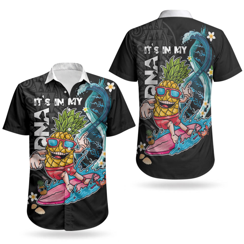 Hawaii Pineapple Surfing Couples Matching Mermaid Dress and Hawaiian Shirt It's in My DNA - Kakau and Polynesian Pattern LT03 - Polynesian Pride