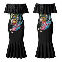 Hawaii Pineapple Surfing Family Matching Mermaid Dress and Hawaiian Shirt It's in My DNA - Kakau and Polynesian Pattern LT03 Mom's Dress Black - Polynesian Pride