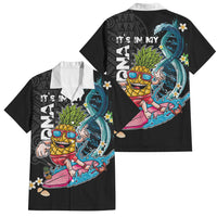 Hawaii Pineapple Surfing Family Matching Summer Maxi Dress and Hawaiian Shirt It's in My DNA - Kakau and Polynesian Pattern LT03 Dad's Shirt - Short Sleeve Black - Polynesian Pride