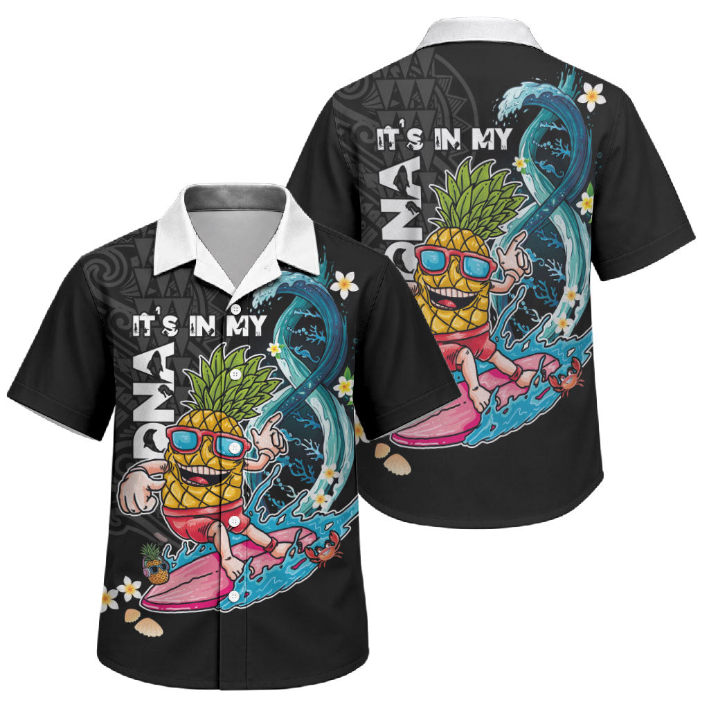 Hawaii Pineapple Surfing Family Matching Summer Maxi Dress and Hawaiian Shirt It's in My DNA - Kakau and Polynesian Pattern LT03 Son's Shirt Black - Polynesian Pride