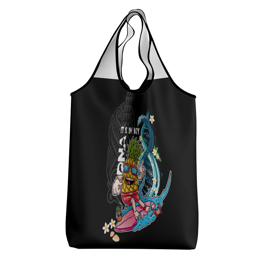 Hawaii Pineapple Surfing Grocery Bag It's in My DNA - Kakau and Polynesian Pattern LT03 - Polynesian Pride