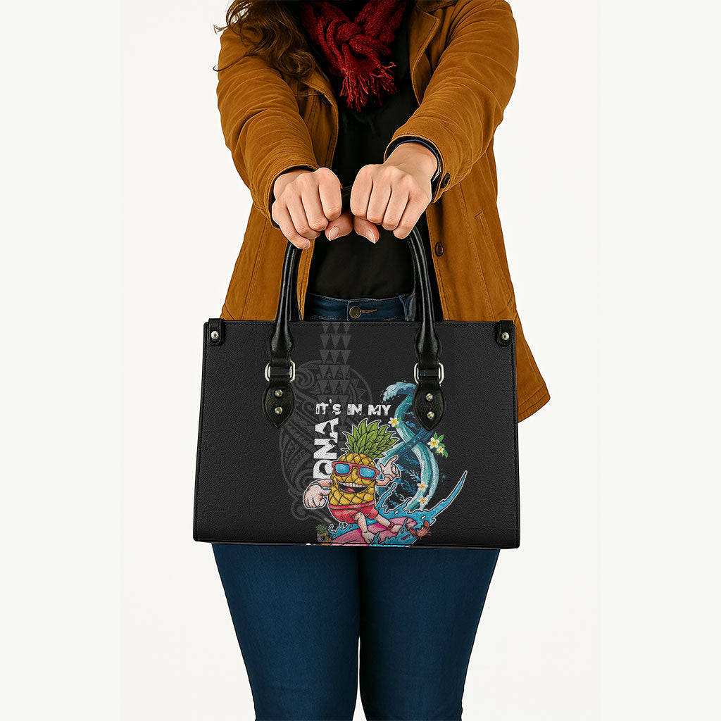 Hawaii Pineapple Surfing Leather Bag It's in My DNA - Kakau and Polynesian Pattern LT03 - Polynesian Pride
