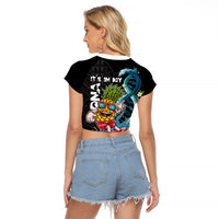Hawaii Pineapple Surfing Raglan Cropped T Shirt It's in My DNA - Kakau and Polynesian Pattern LT03 - Polynesian Pride