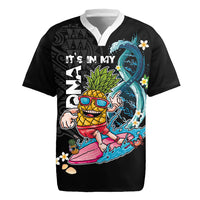 Hawaii Pineapple Surfing Rugby Jersey It's in My DNA - Kakau and Polynesian Pattern LT03 Black - Polynesian Pride