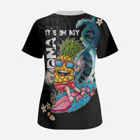 Hawaii Pineapple Surfing Scrub Top It's in My DNA - Kakau and Polynesian Pattern LT03 - Polynesian Pride