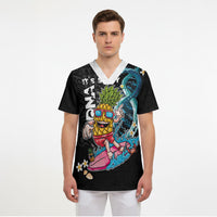 Hawaii Pineapple Surfing Scrub Top It's in My DNA - Kakau and Polynesian Pattern LT03 - Polynesian Pride