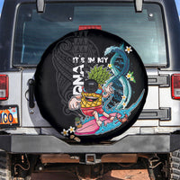 Hawaii Pineapple Surfing Spare Tire Cover It's in My DNA - Kakau and Polynesian Pattern LT03 Black - Polynesian Pride