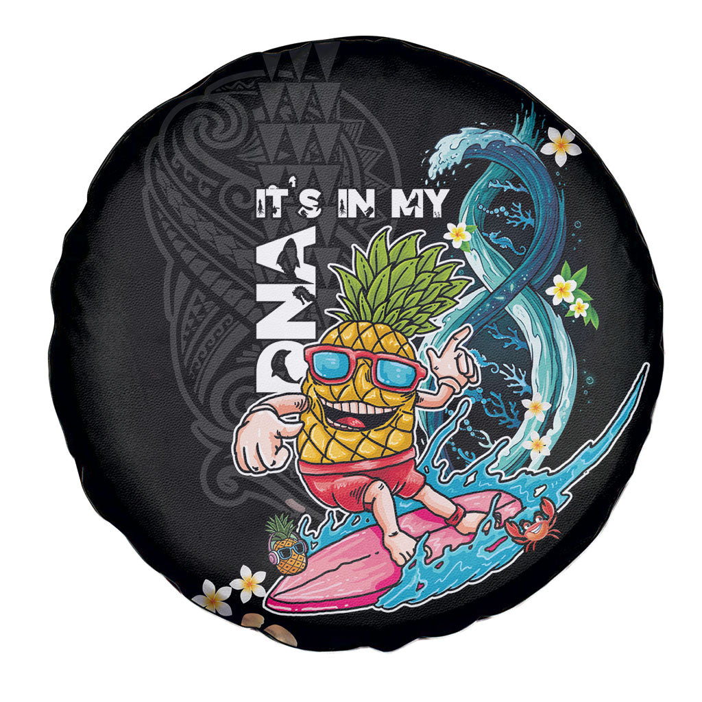 Hawaii Pineapple Surfing Spare Tire Cover It's in My DNA - Kakau and Polynesian Pattern LT03 - Polynesian Pride