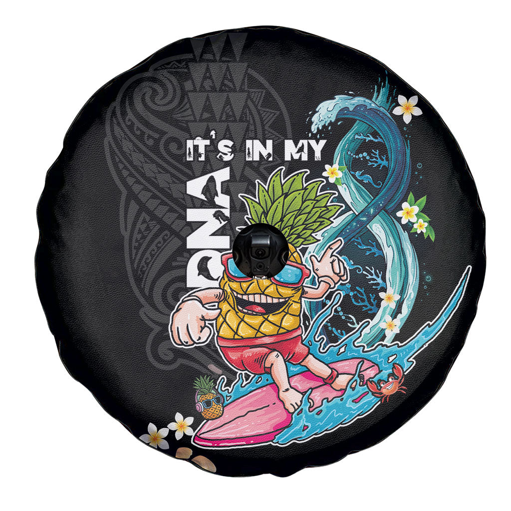 Hawaii Pineapple Surfing Spare Tire Cover It's in My DNA - Kakau and Polynesian Pattern LT03 - Polynesian Pride