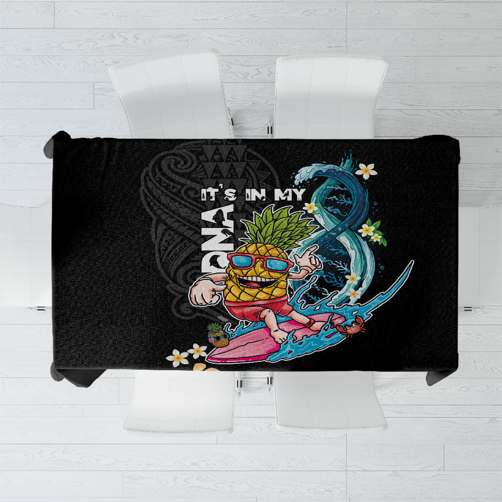 Hawaii Pineapple Surfing Tablecloth It's in My DNA - Kakau and Polynesian Pattern LT03 Black - Polynesian Pride