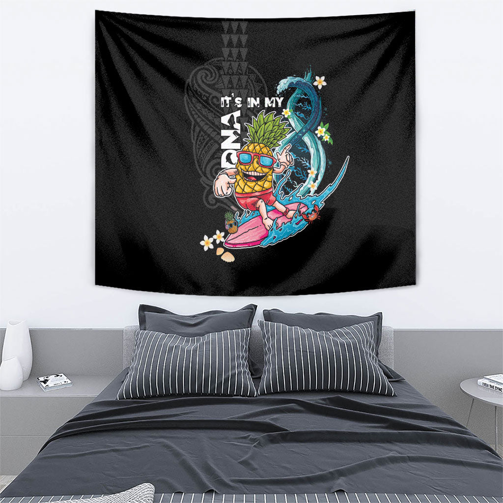 Hawaii Pineapple Surfing Tapestry It's in My DNA - Kakau and Polynesian Pattern LT03 - Polynesian Pride