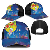 Palau Baseball Net Cap Jellyfish with Coral Reefs Ocean Vibe and Tapa Pattern LT03 - Polynesian Pride