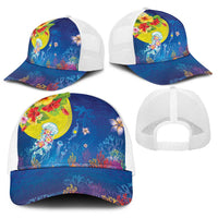 Palau Baseball Net Cap Jellyfish with Coral Reefs Ocean Vibe and Tapa Pattern LT03 - Polynesian Pride