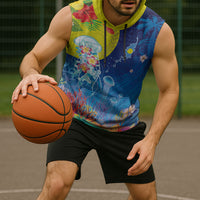 Palau Sleeveless Hoodie Jellyfish with Coral Reefs Ocean Vibe and Tapa Pattern LT03 - Polynesian Pride