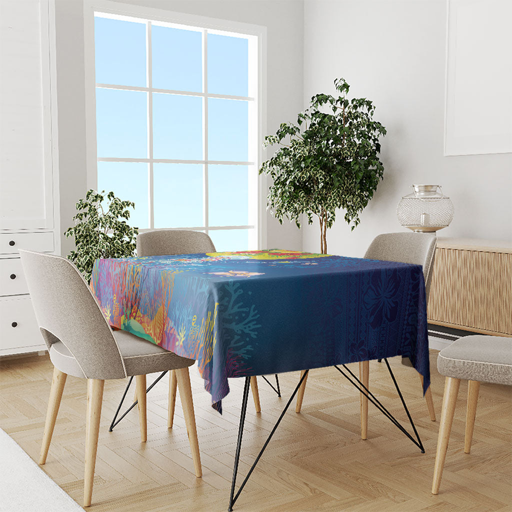 Palau Tablecloth Jellyfish with Coral Reefs Ocean Vibe and Tapa Pattern LT03 - Polynesian Pride