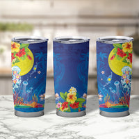 Palau Tumbler Cup Jellyfish with Coral Reefs Ocean Vibe and Tapa Pattern LT03 - Polynesian Pride