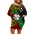 Papua New Guinea East New Britain Province Off Shoulder Short Dress PNG Birds Of Paradise Polynesian Arty Style LT03 Women Green - Polynesian Pride