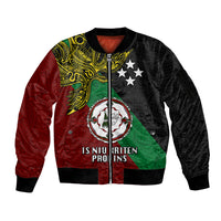 Papua New Guinea East New Britain Province Sleeve Zip Bomber Jacket PNG Birds Of Paradise Polynesian Arty Style LT03 Unisex Green - Polynesian Pride