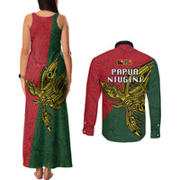 Papua New Guinea East Sepik Province Couples Matching Tank Maxi Dress and Long Sleeve Button Shirts PNG Birds Of Paradise Polynesian Arty Style LT03 - Polynesian Pride