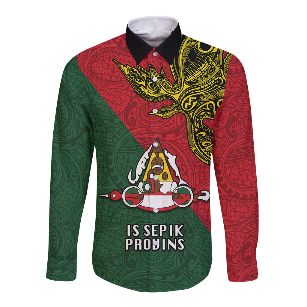 Papua New Guinea East Sepik Province Long Sleeve Button Shirt PNG Birds Of Paradise Polynesian Arty Style LT03 Unisex Green - Polynesian Pride