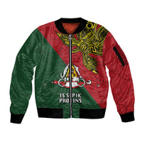 Papua New Guinea East Sepik Province Sleeve Zip Bomber Jacket PNG Birds Of Paradise Polynesian Arty Style LT03 Unisex Green - Polynesian Pride