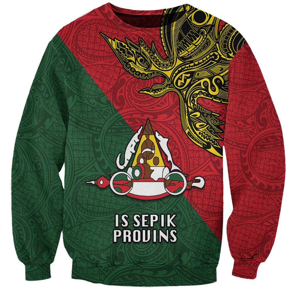 Custom Papua New Guinea East Sepik Province Sweatshirt PNG Birds Of Paradise Polynesian Arty Style LT03 Unisex Green - Polynesian Pride