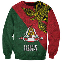 Custom Papua New Guinea East Sepik Province Sweatshirt PNG Birds Of Paradise Polynesian Arty Style LT03 Unisex Green - Polynesian Pride