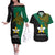 Papua New Guinea Enga Province Couples Matching Off The Shoulder Long Sleeve Dress and Hawaiian Shirt PNG Birds Of Paradise Polynesian Arty Style LT03 Green - Polynesian Pride