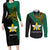 Custom Papua New Guinea Enga Province Couples Matching Long Sleeve Bodycon Dress and Long Sleeve Button Shirts PNG Birds Of Paradise Polynesian Arty Style LT03 Green - Polynesian Pride