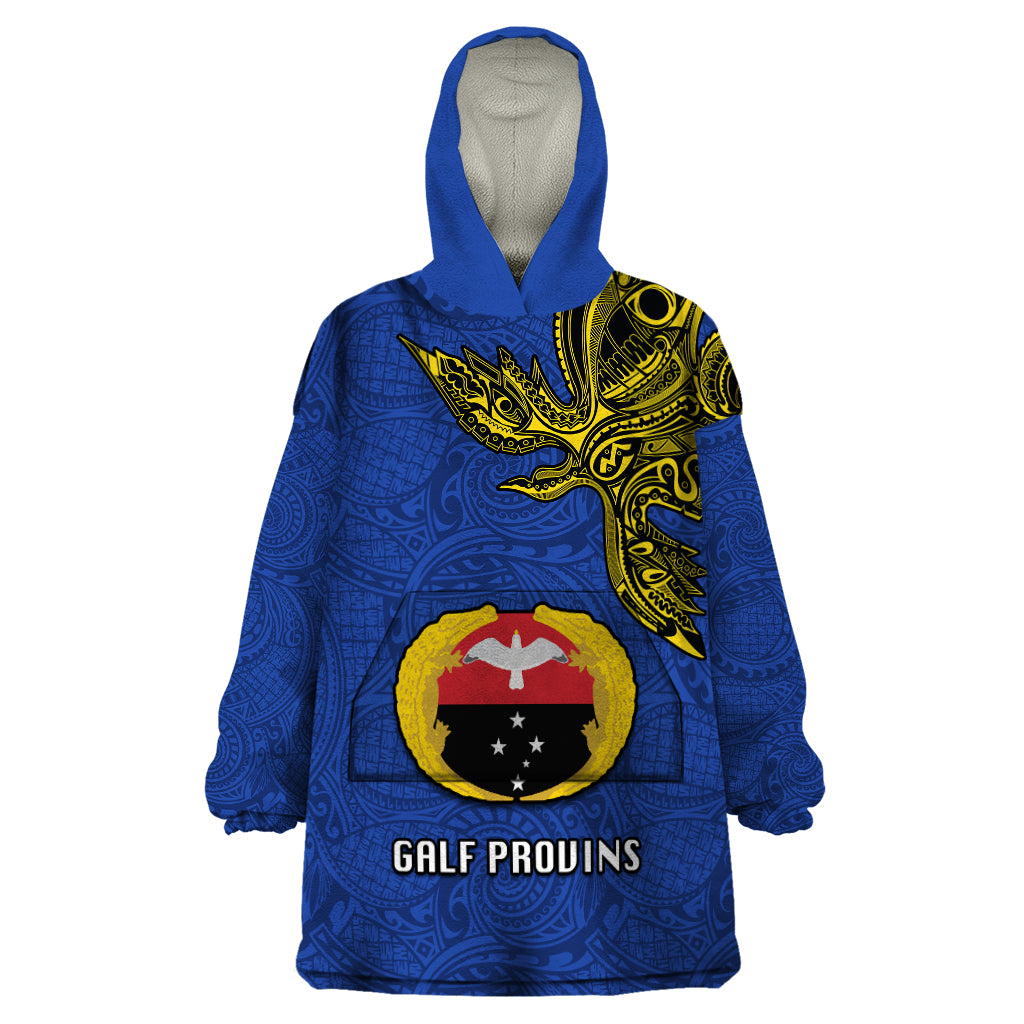 Papua New Guinea Gulf Province Wearable Blanket Hoodie PNG Birds Of Paradise Polynesian Arty Style LT03 One Size Blue - Polynesian Pride