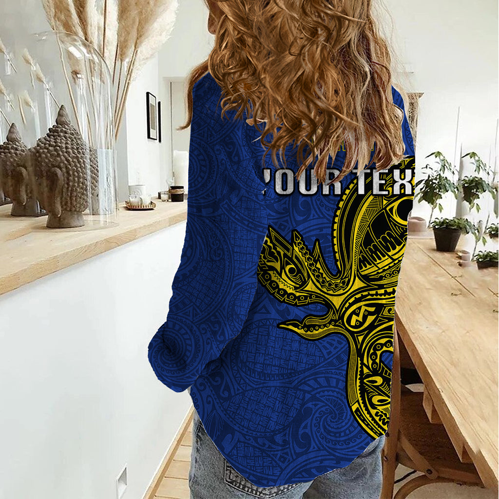 Custom Papua New Guinea Gulf Province Women Casual Shirt PNG Birds Of Paradise Polynesian Arty Style LT03 - Polynesian Pride