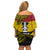 Papua New Guinea Madang Province Off Shoulder Short Dress PNG Birds Of Paradise Polynesian Arty Style LT03 - Polynesian Pride