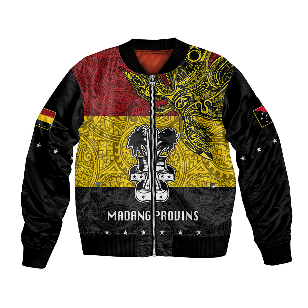 Custom Papua New Guinea Madang Province Bomber Jacket PNG Birds Of Paradise Polynesian Arty Style LT03 Unisex Yellow - Polynesian Pride