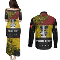 Custom Papua New Guinea Madang Province Couples Matching Puletasi Dress and Long Sleeve Button Shirts PNG Birds Of Paradise Polynesian Arty Style LT03 - Polynesian Pride